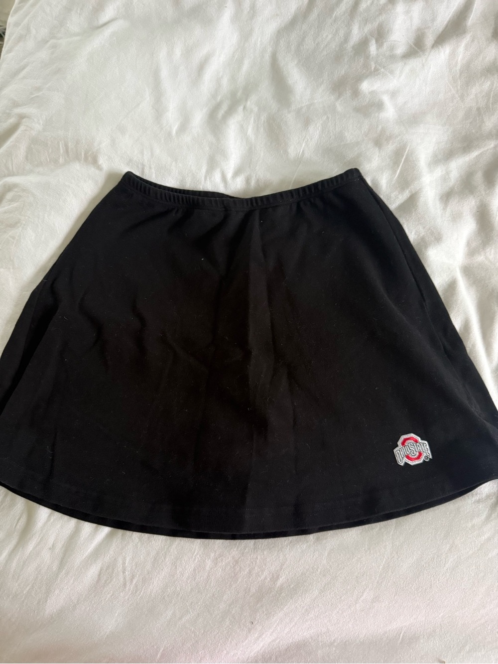 Black A-Line Mini Skirt with Embroidered Logo